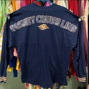 Disney parks cruise line navy rose gold cuffed sleeve spirit jersey L